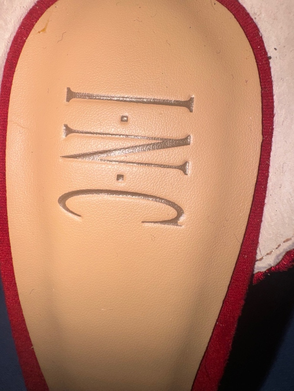 Like new INC International Concepts Red Lace Pointed-Toe Ankle Strap Heels - Picture 4 of 9